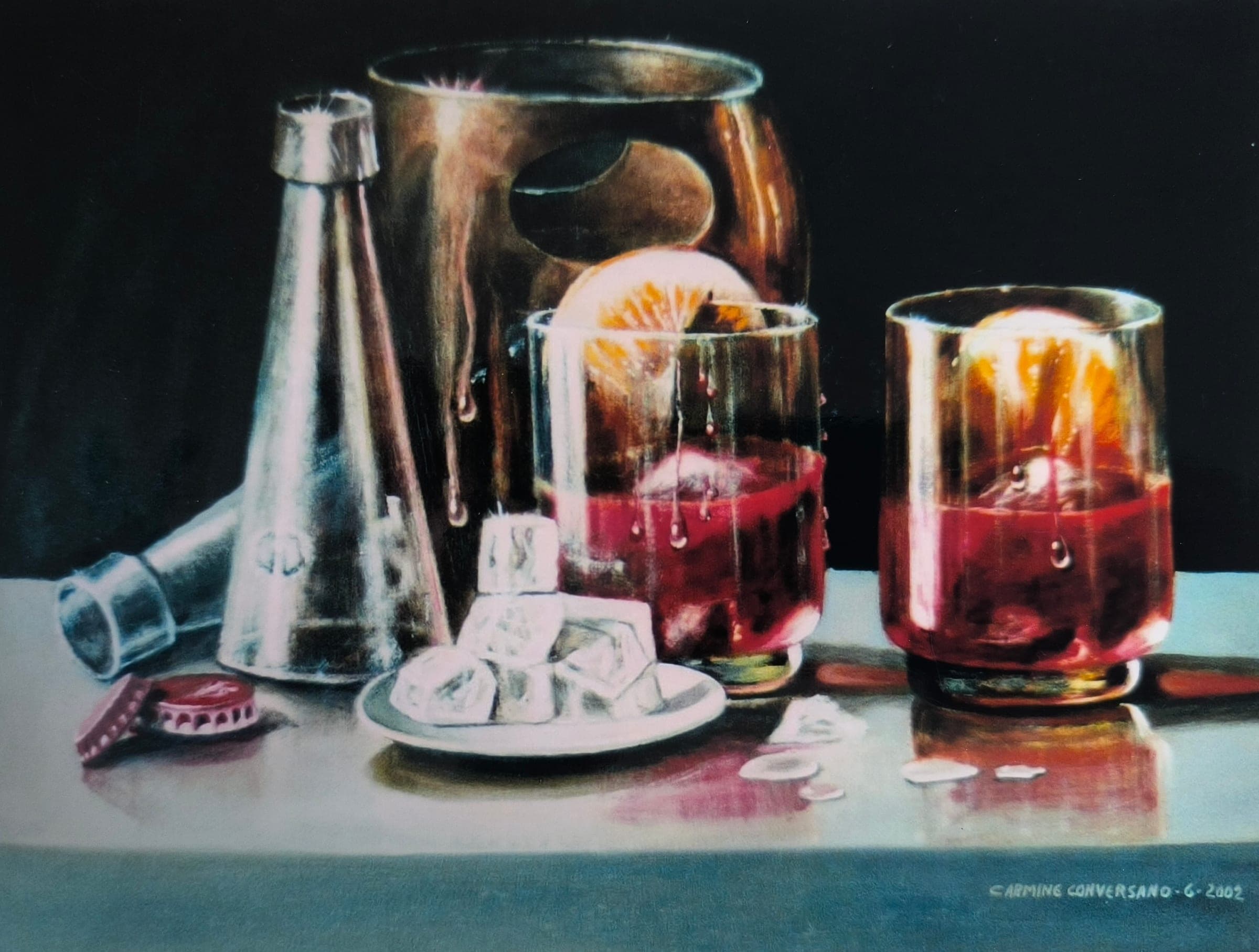 Cin cin, 2002 — dipinto di Carmine Conversano