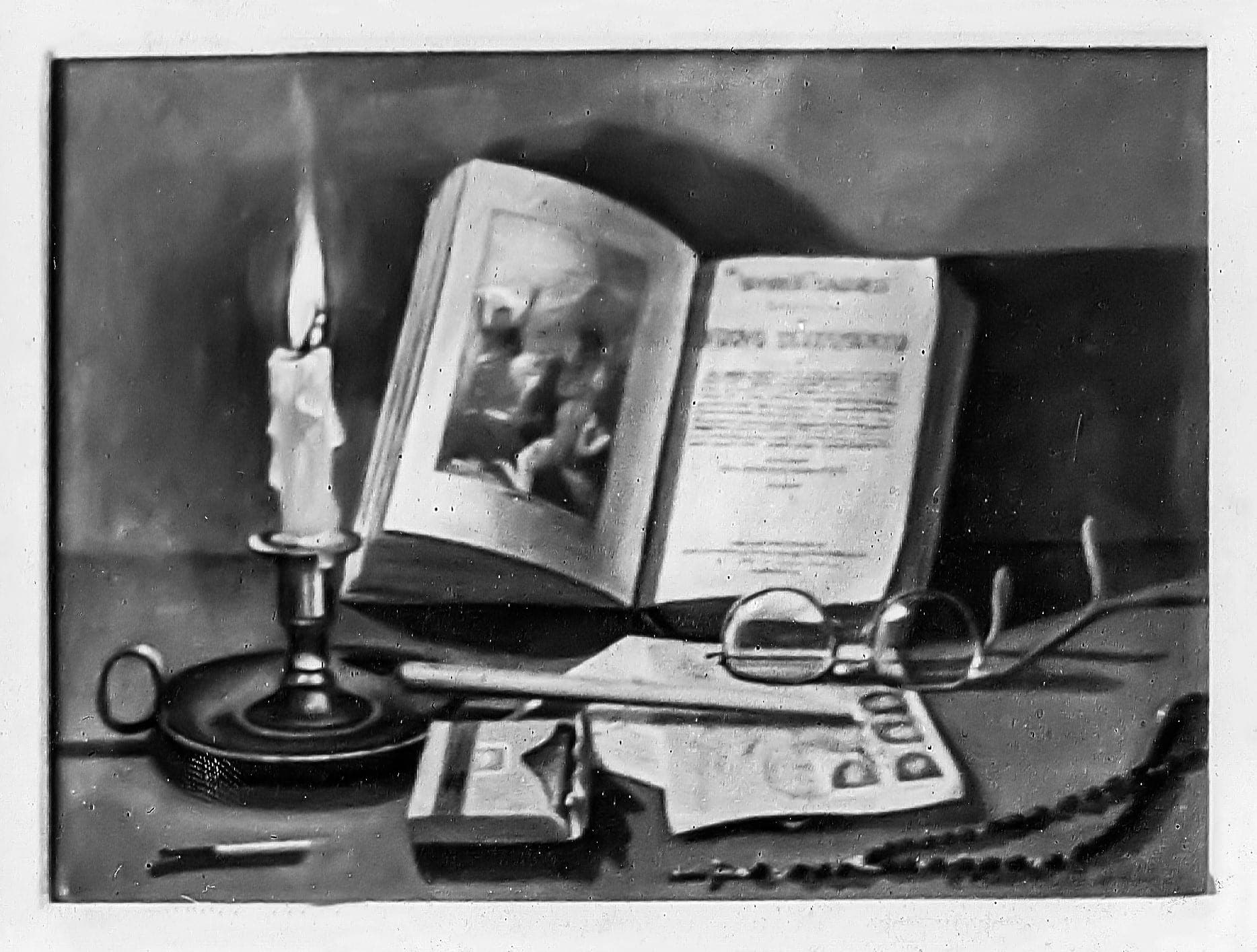 A lume di candela, 1957 — dipinto di Carmine Conversano