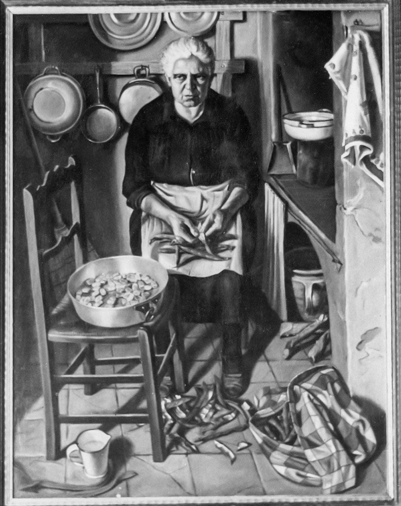 Mia madre in cucina, 1958 — dipinto di Carmine Conversano