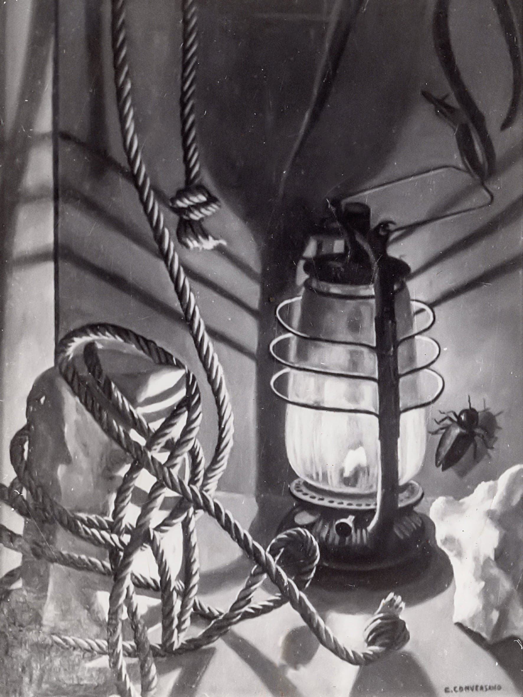 Angolo di stalla, 1960 — dipinto di Carmine Conversano