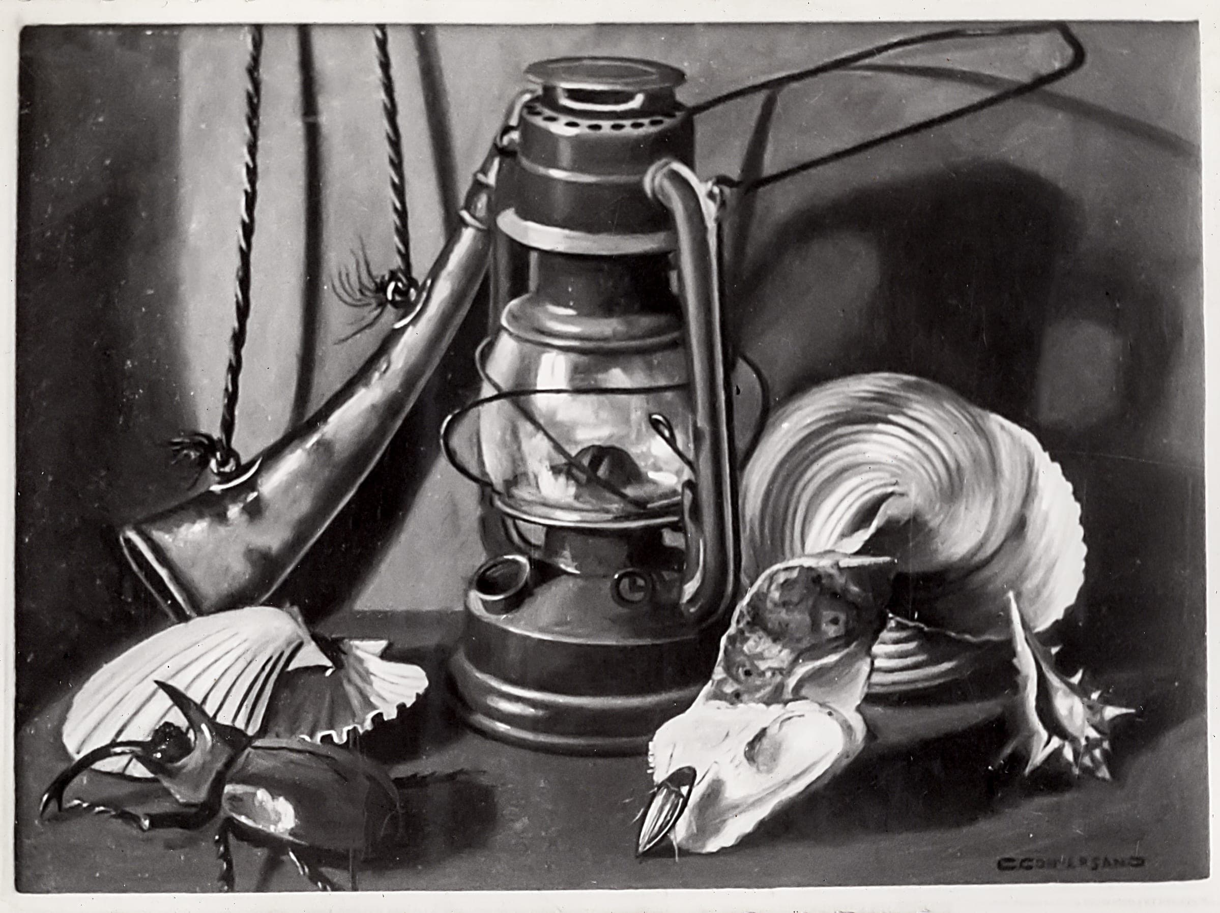 Natura morta con lampada, 1960 — dipinto di Carmine Conversano