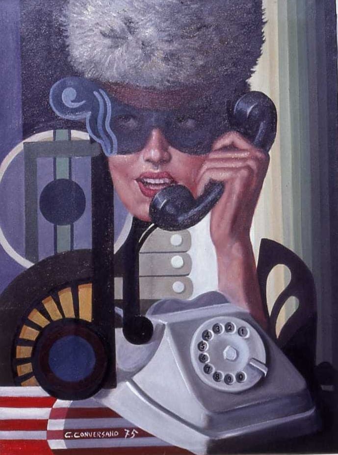 Al telefono, 1975 — dipinto di Carmine Conversano