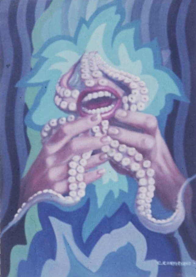 Angoscia sul fondale, 1975 — dipinto di Carmine Conversano