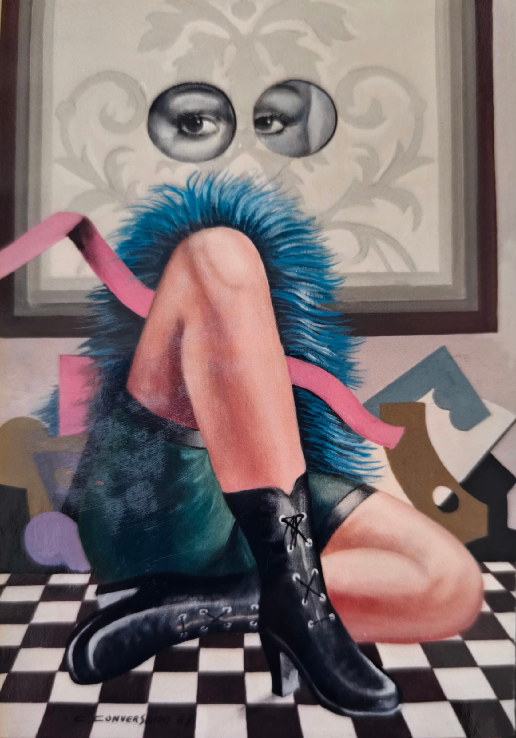 Donna oggetto, 1975 — dipinto di Carmine Conversano