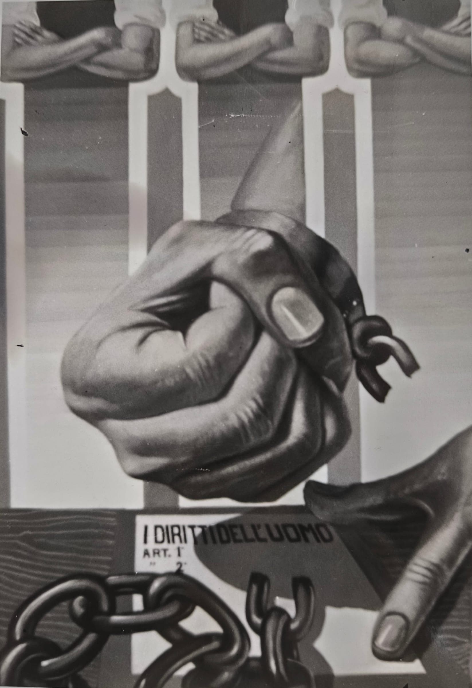 I diritti dell'uomo, 1975 — dipinto di Carmine Conversano