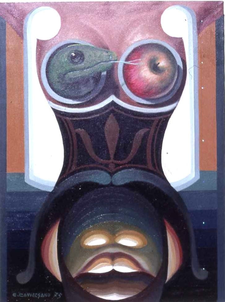 Il peccato originale, 1975 — dipinto di Carmine Conversano