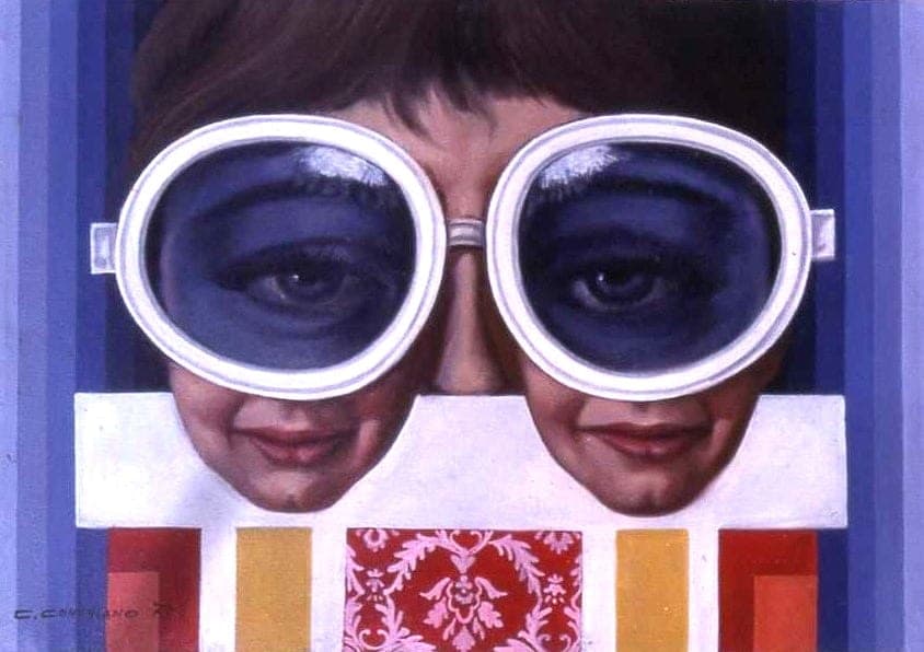 Maternità inquietante, 1975 — dipinto di Carmine Conversano