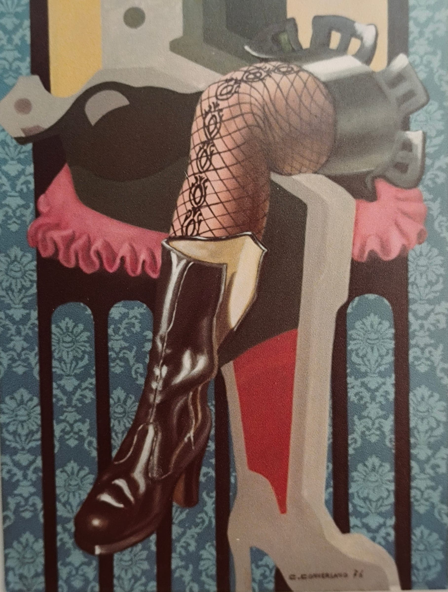 La calza a rete, 1976 — dipinto di Carmine Conversano