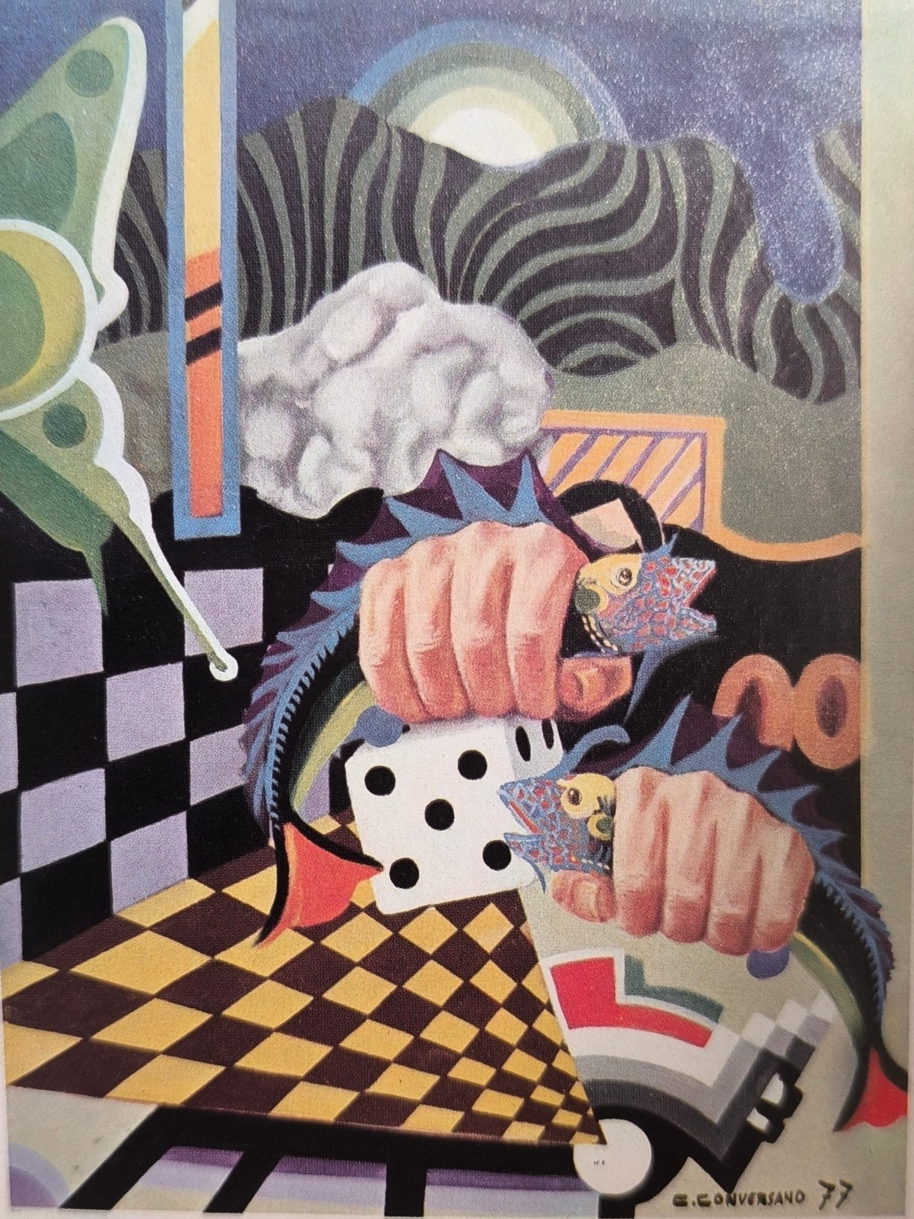 Pesca notturna, 1977 — dipinto di Carmine Conversano