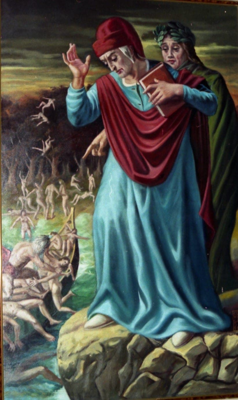 Dante e virgilio, 1989 — dipinto di Carmine Conversano