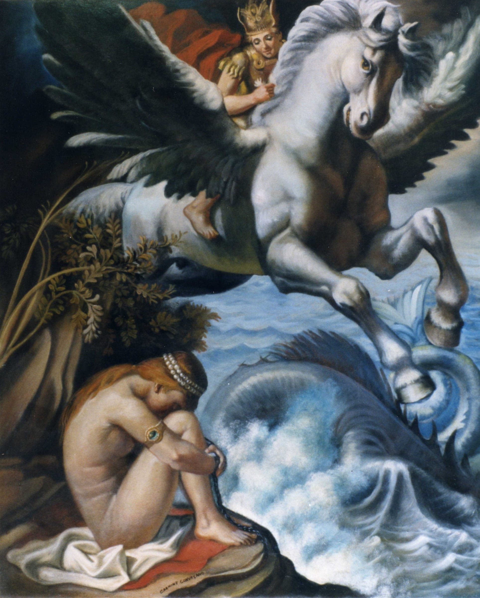 Perseo salva Andromeda, 1995 — dipinto di Carmine Conversano