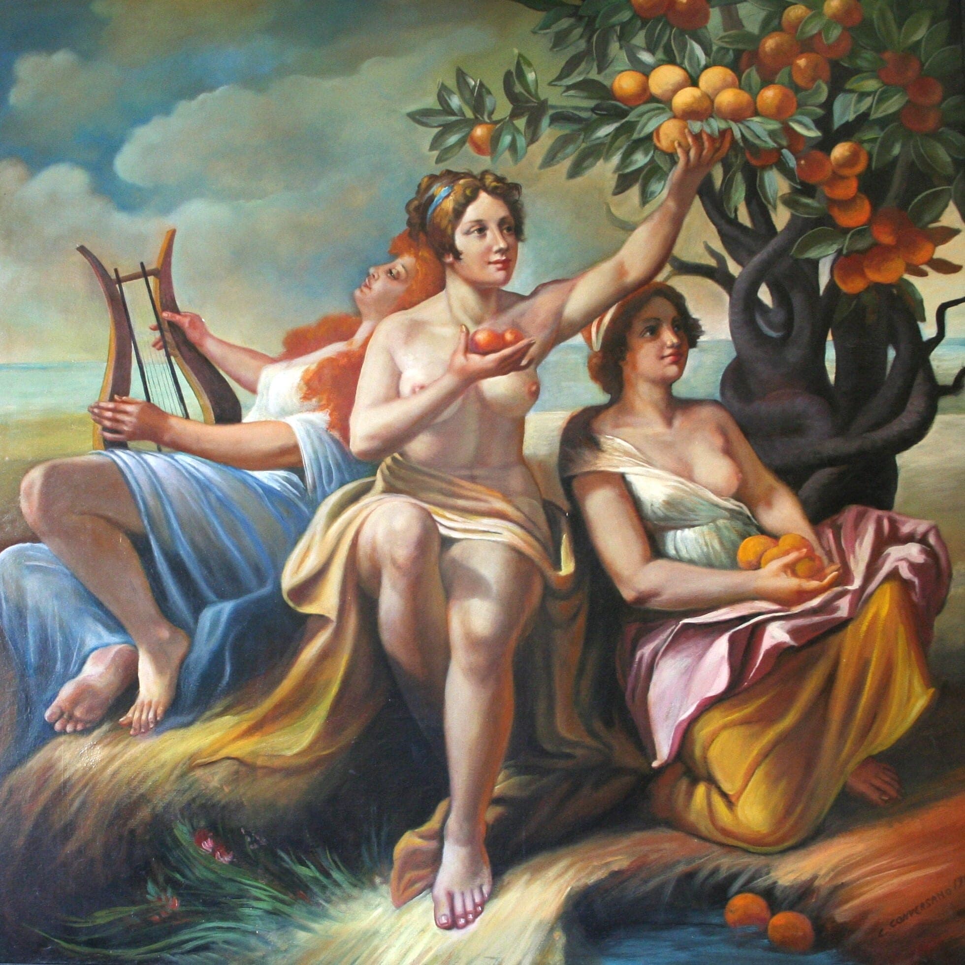 Le sorelle Esperidi, 1996 — dipinto di Carmine Conversano
