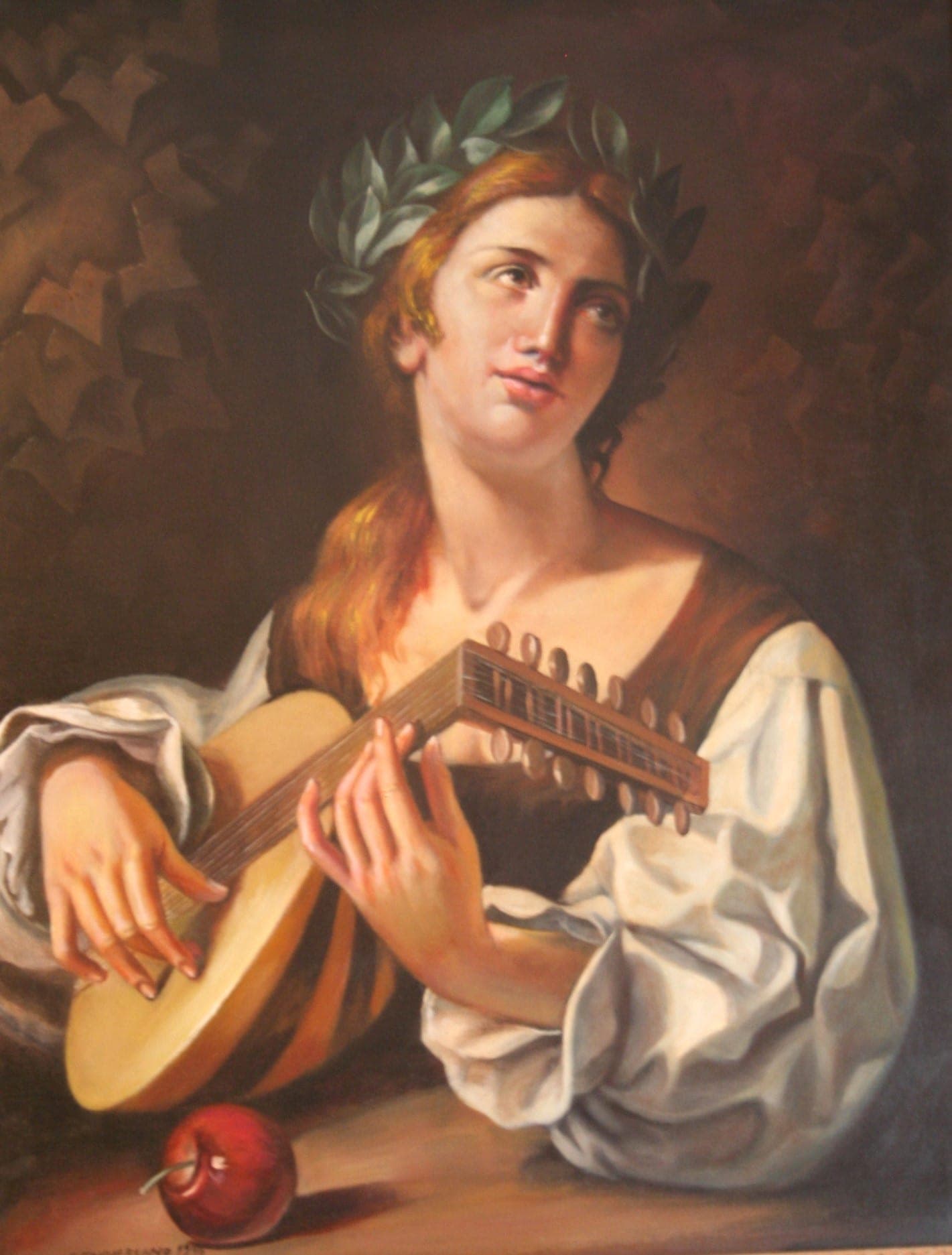 Suonatrice di liuto, 1996 — dipinto di Carmine Conversano