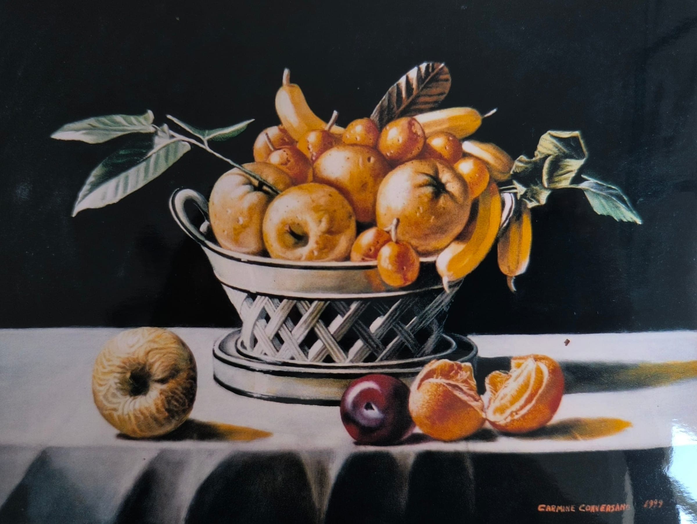 Cesto di mele, 1999 — dipinto di Carmine Conversano