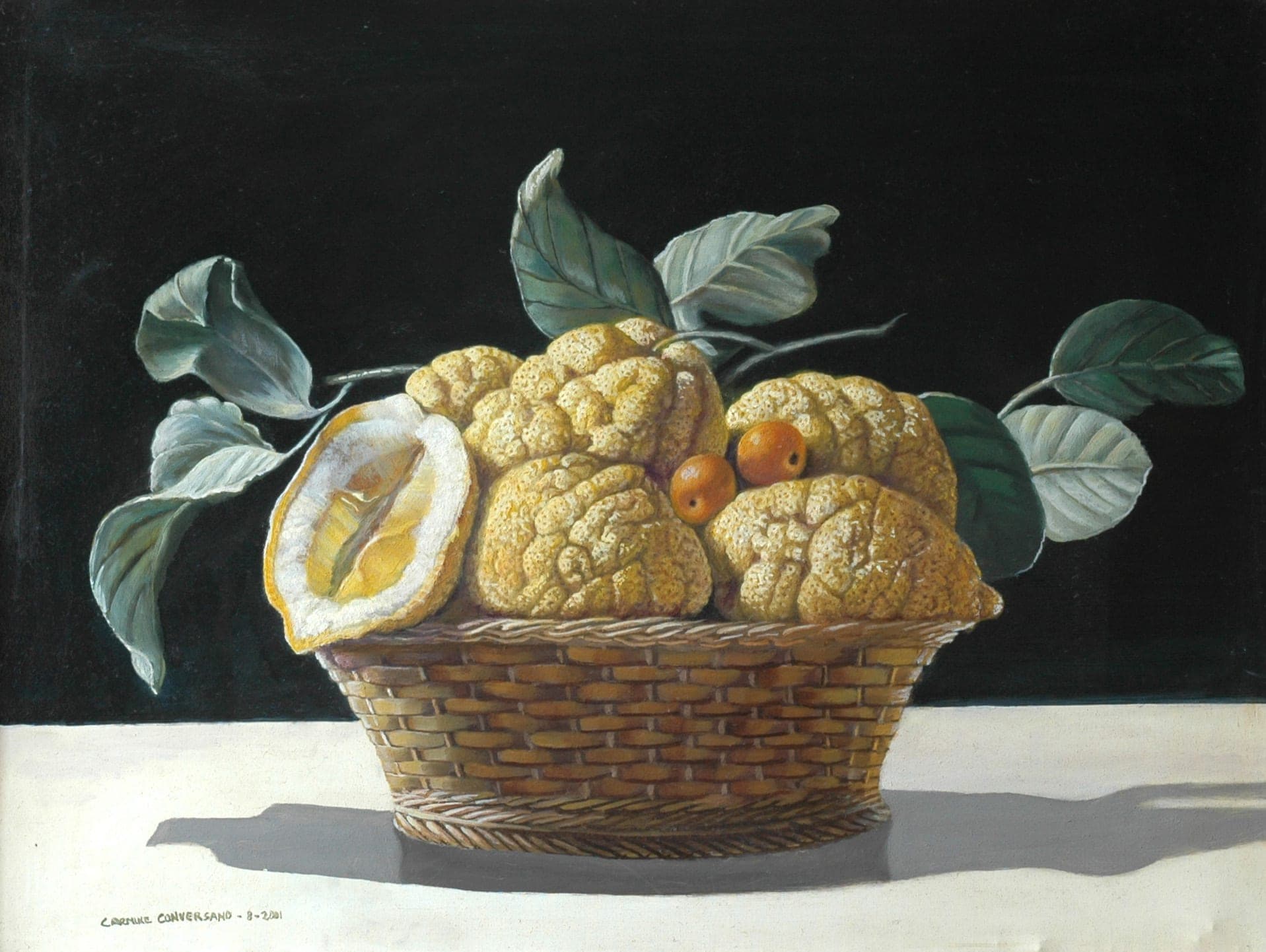 Cesto con cedri, 2001 — dipinto di Carmine Conversano