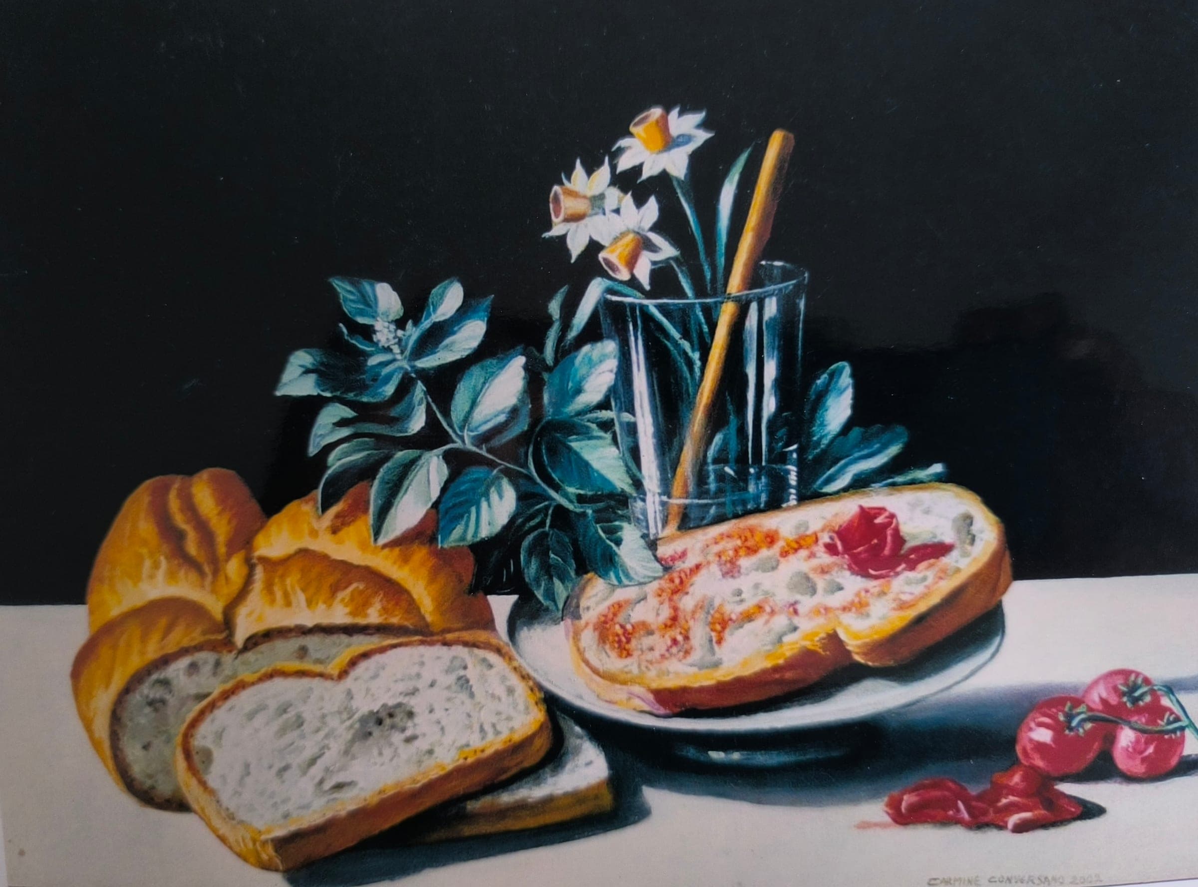 Pane e pomodoro, 2002 — dipinto di Carmine Conversano