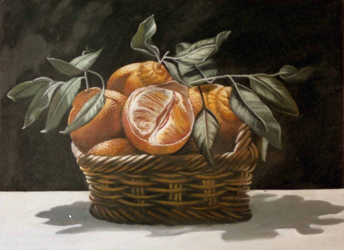 Cesto con arance, 2004 — dipinto di Carmine Conversano